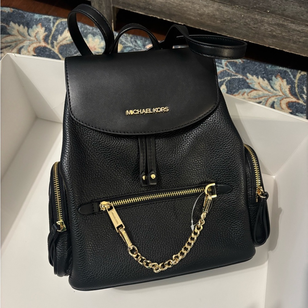 Michael Kors Black Jet Set Leather Backpack